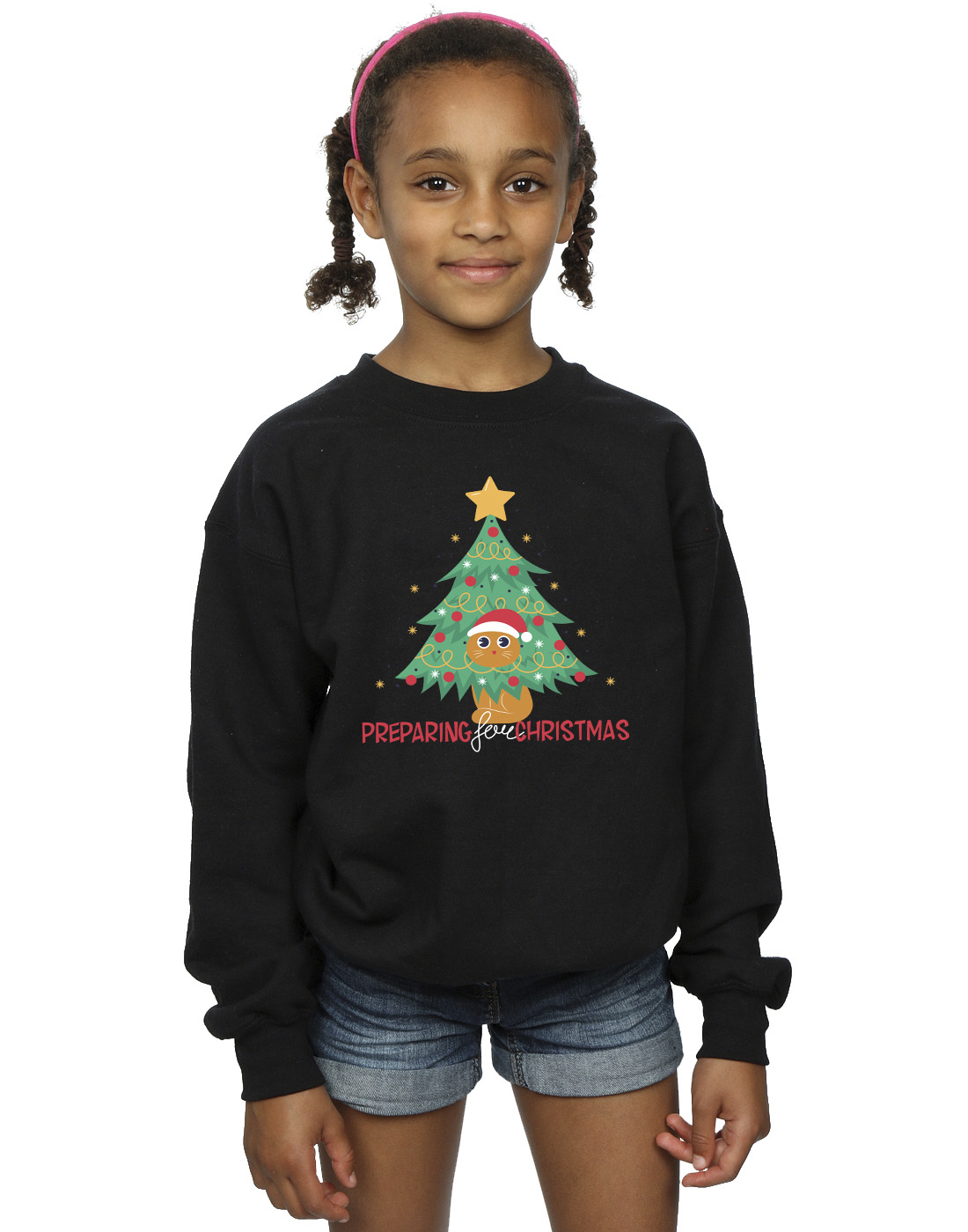 Christmas Girls Cat Preparing For Christmas Sweatshirt - Picture 4 of 7