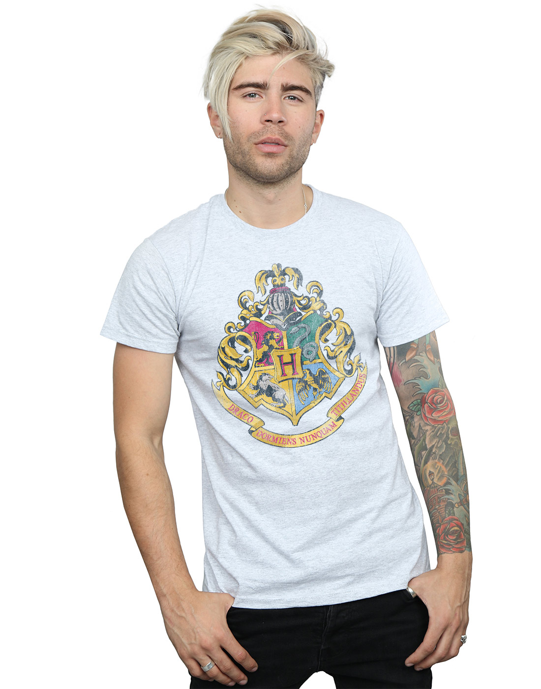 Uomo Hogwarts Distressed Crest Maglietta