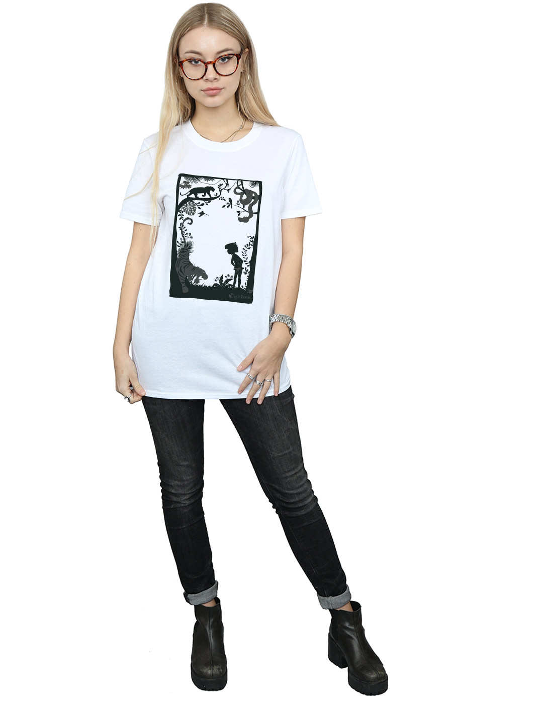 Disney Women's The Jungle Book Silhouette Poster Boyfriend Fit T-Shirt - Picture 9 of 29