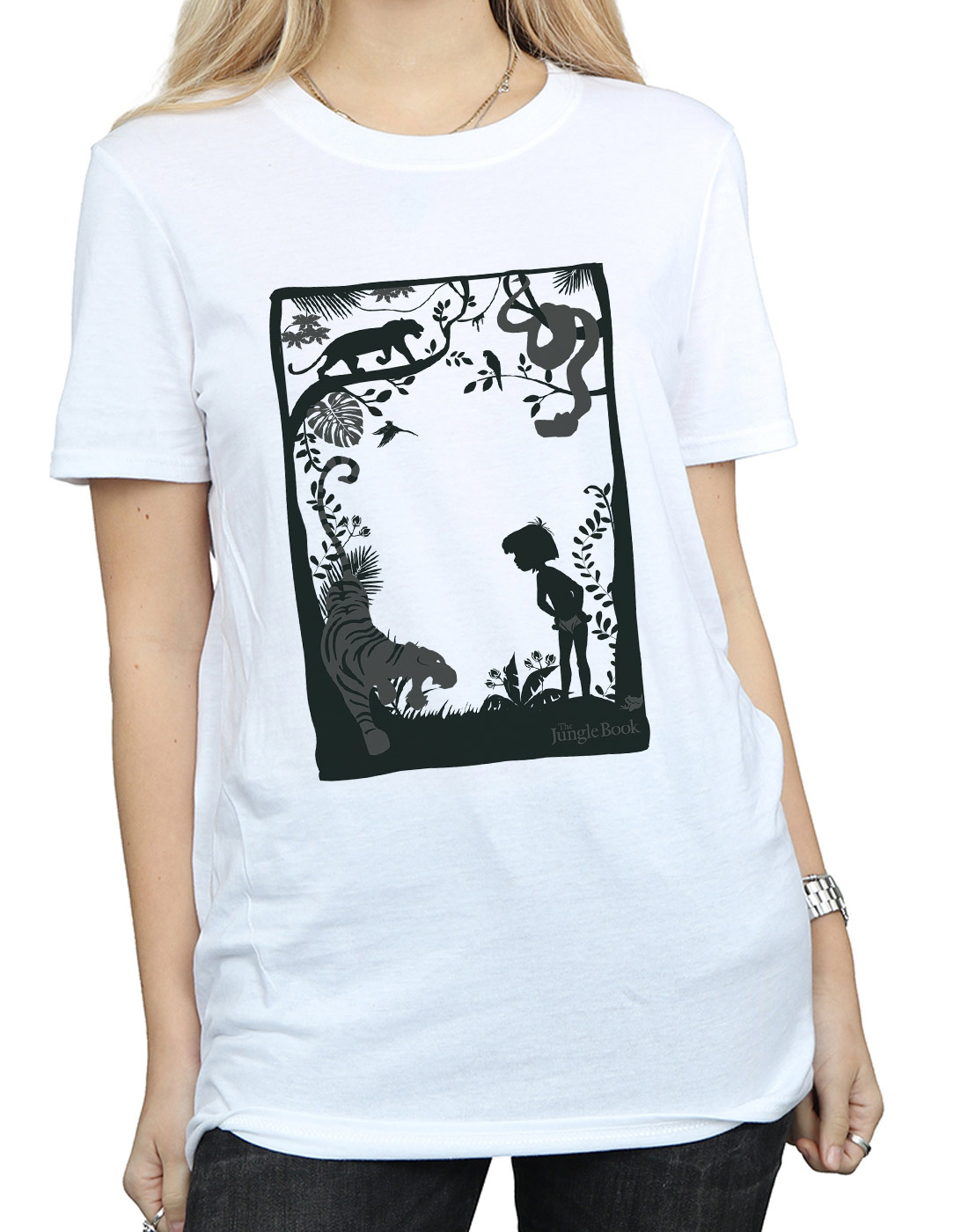 Disney Women's The Jungle Book Silhouette Poster Boyfriend Fit T-Shirt - Picture 8 of 29