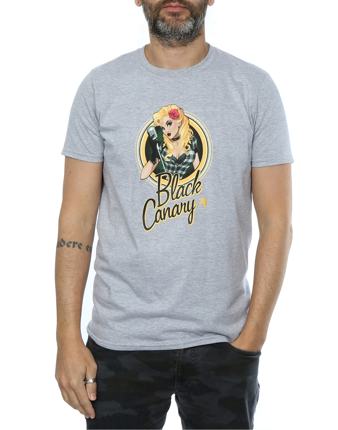 DC Comics Men's DC Bombshells Black Canary Badge T-Shirt - Picture 12 of 13