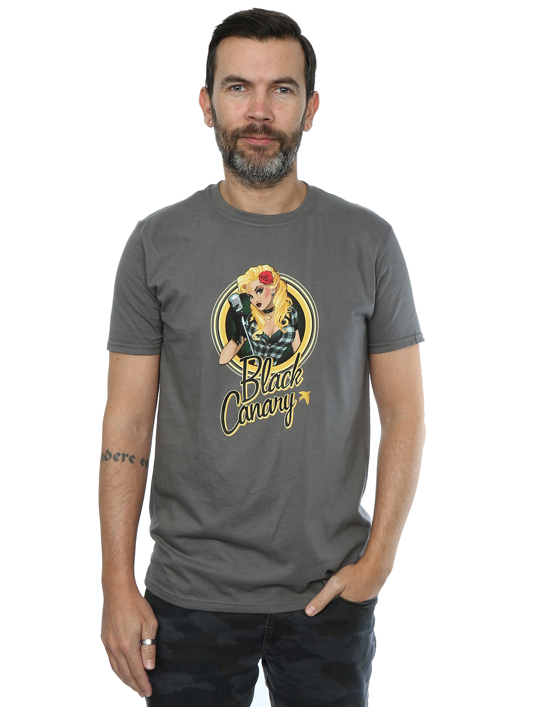 DC Comics Men's DC Bombshells Black Canary Badge T-Shirt - Picture 6 of 13