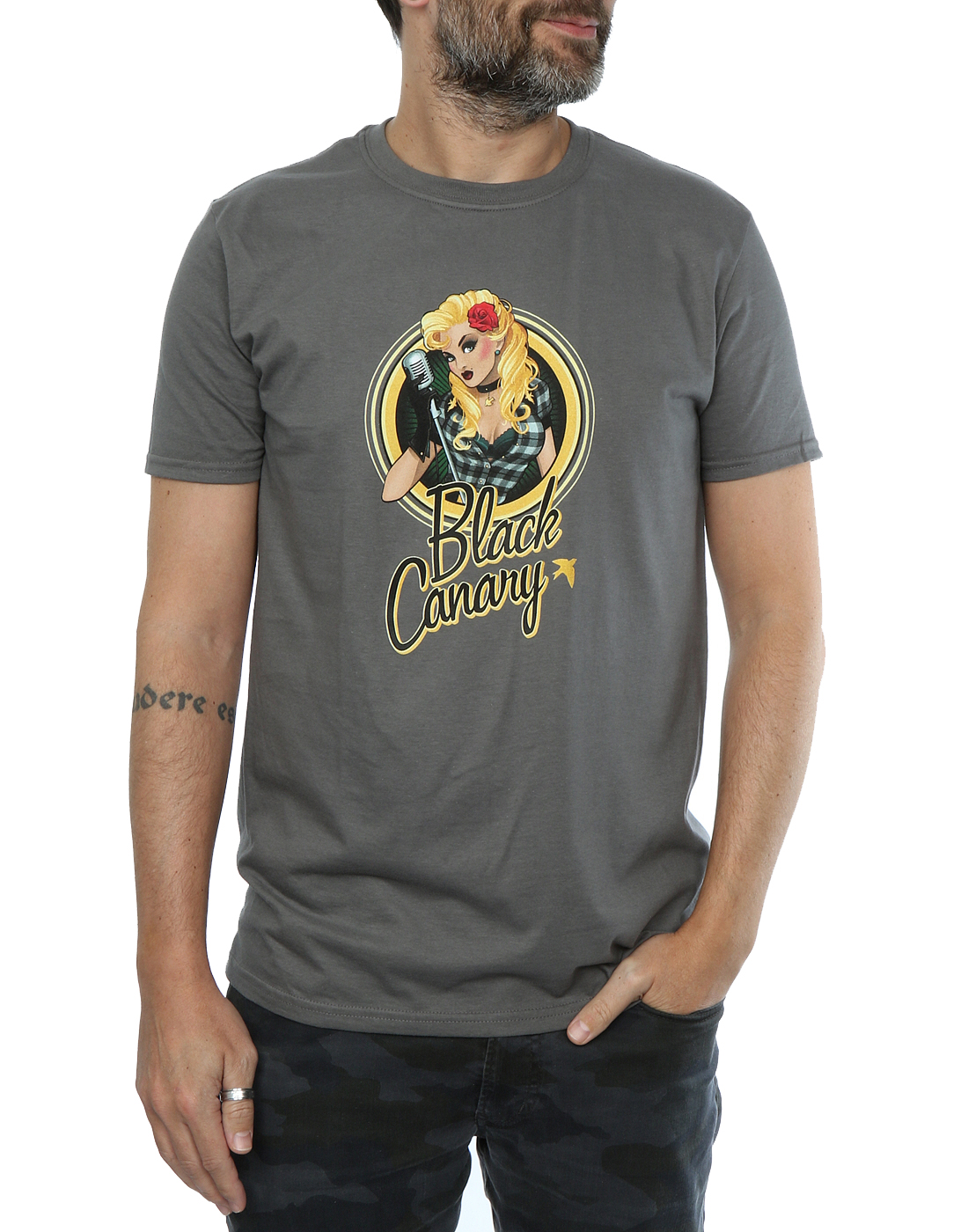 DC Comics Men's DC Bombshells Black Canary Badge T-Shirt - Picture 8 of 13