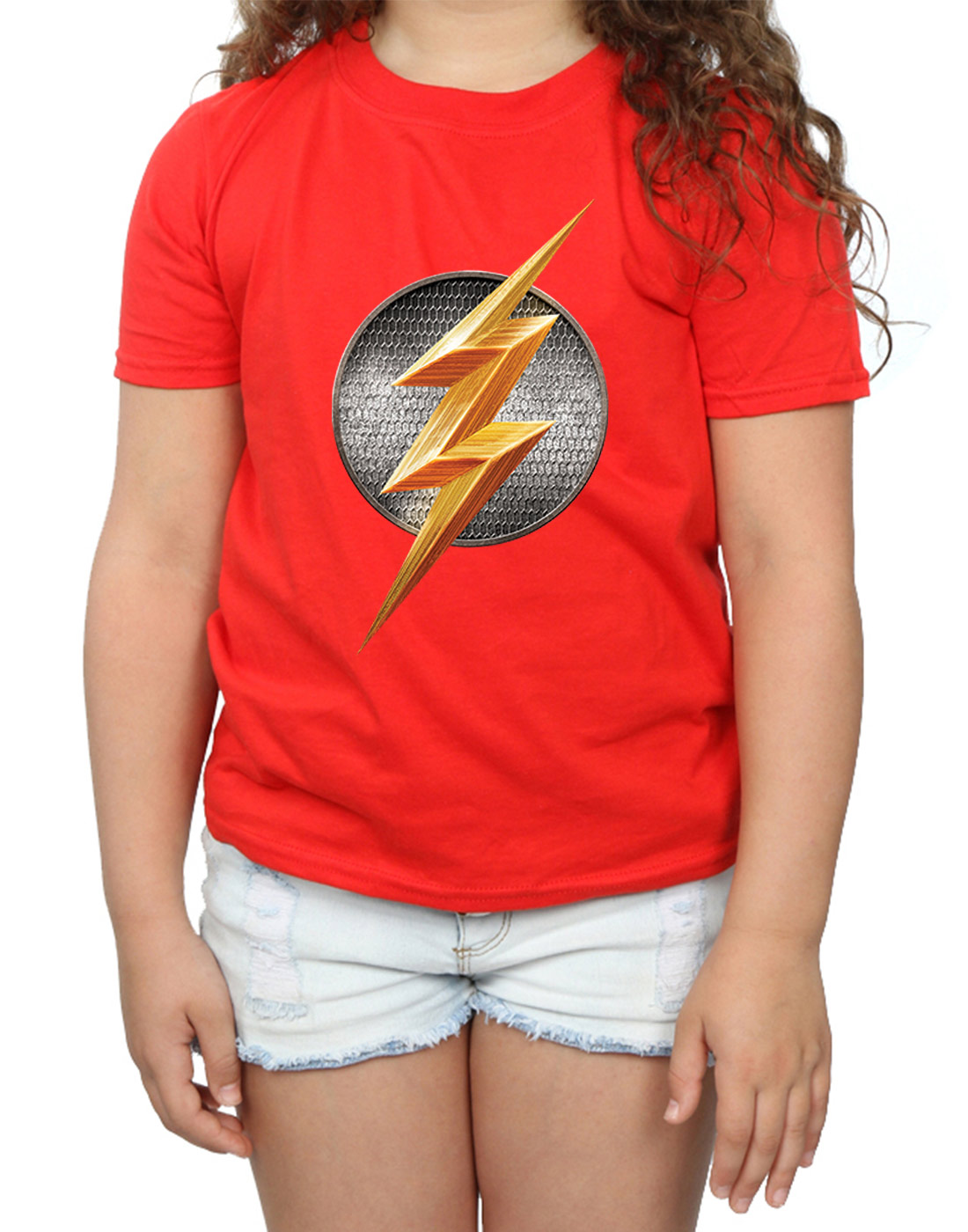 DC Comics Girls Justice League Movie Flash Emblem T-Shirt - Picture 12 of 21