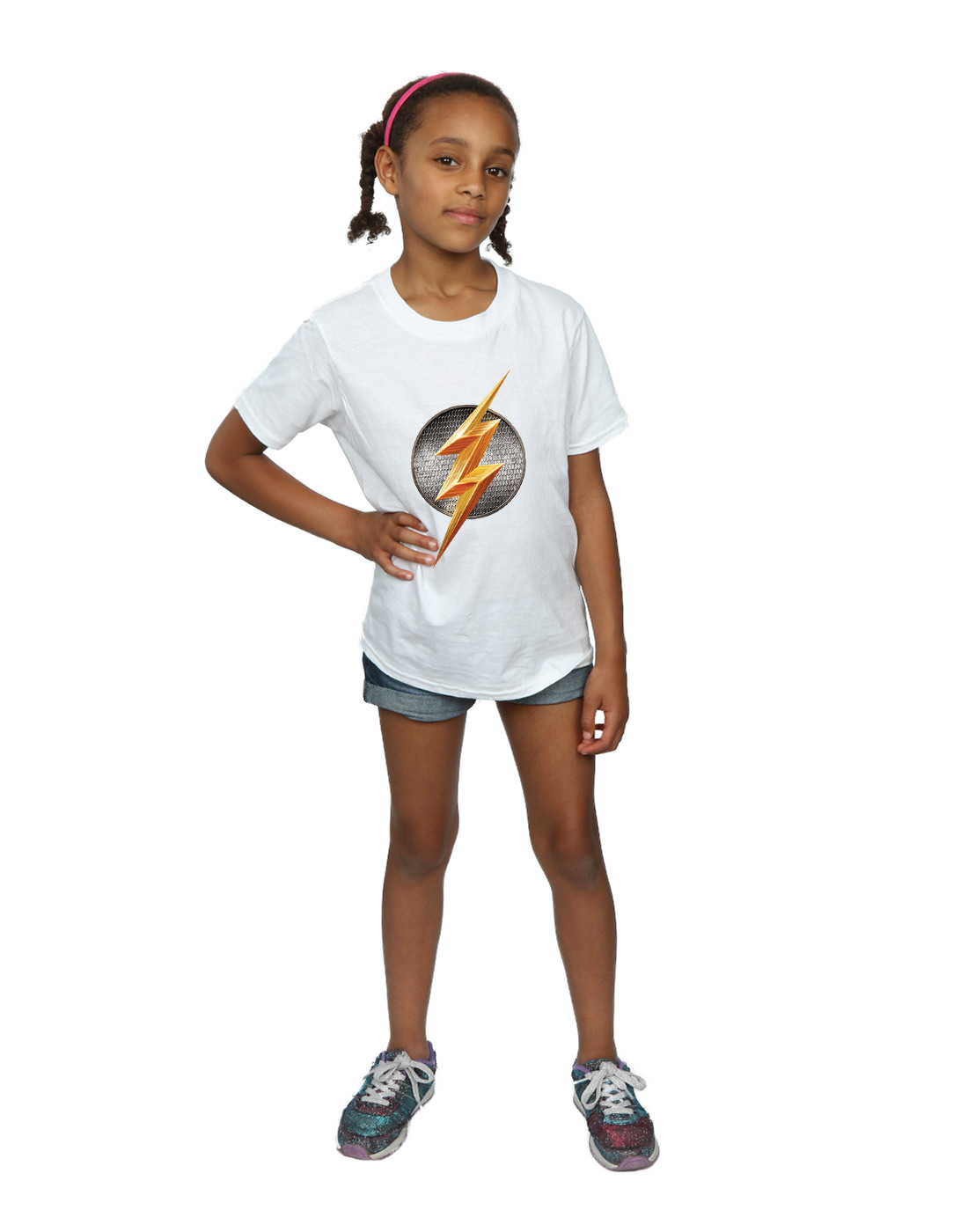 DC Comics Girls Justice League Movie Flash Emblem T-Shirt - Picture 21 of 21