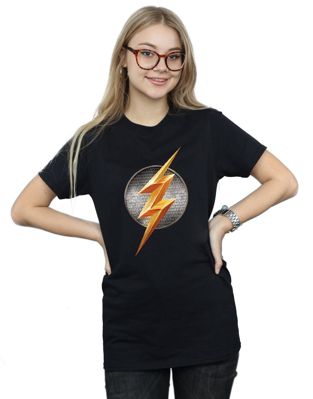 DC Comics Women's Justice League Movie Flash Emblem Boyfriend Fit T-Shirt - Picture 6 of 21