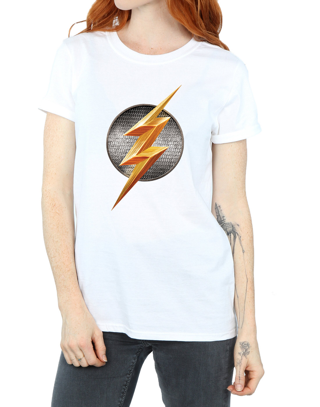 DC Comics Women's Justice League Movie Flash Emblem Boyfriend Fit T-Shirt - Picture 20 of 21