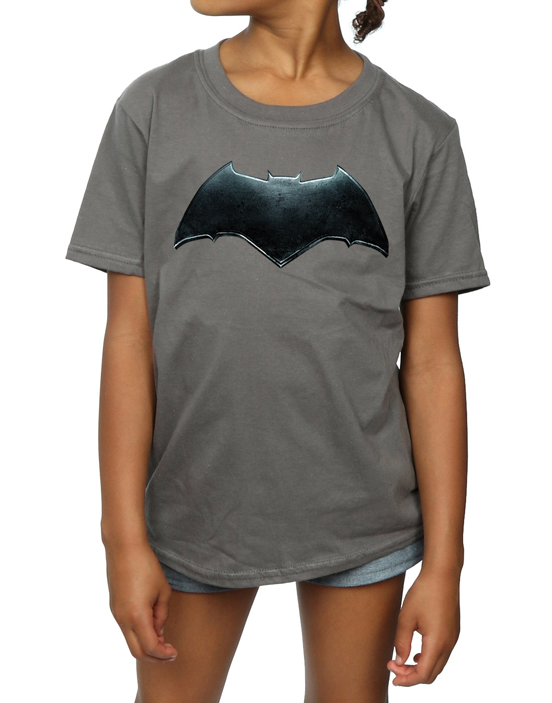 DC Comics Girls Justice League Movie Batman Emblem T-Shirt - Picture 8 of 17
