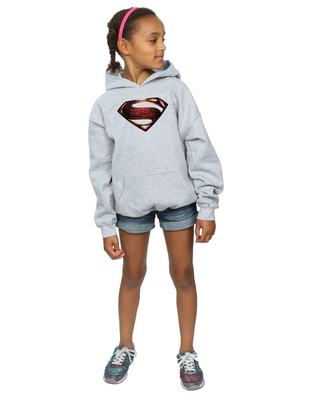 DC Comics Girls Justice League Movie Superman Emblem Hoodie - Picture 13 of 17