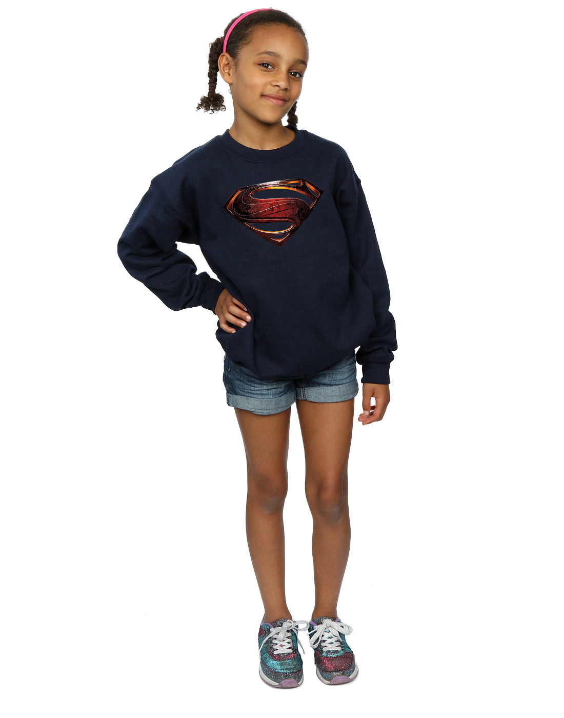 DC Comics Girls Justice League Movie Superman Emblem Sweatshirt - Picture 9 of 17