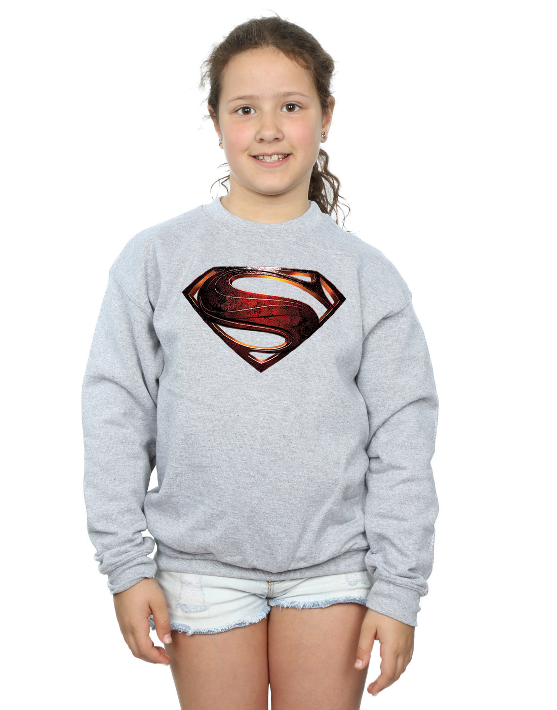 DC Comics Girls Justice League Movie Superman Emblem Sweatshirt - Picture 10 of 17