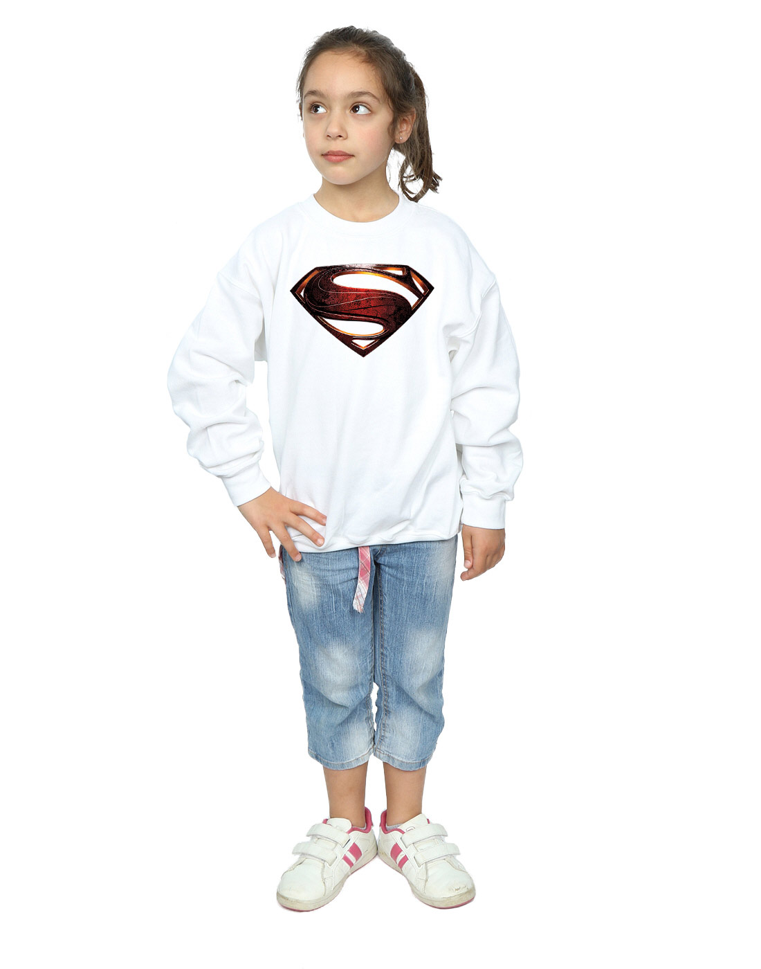 DC Comics Girls Justice League Movie Superman Emblem Sweatshirt - Picture 17 of 17