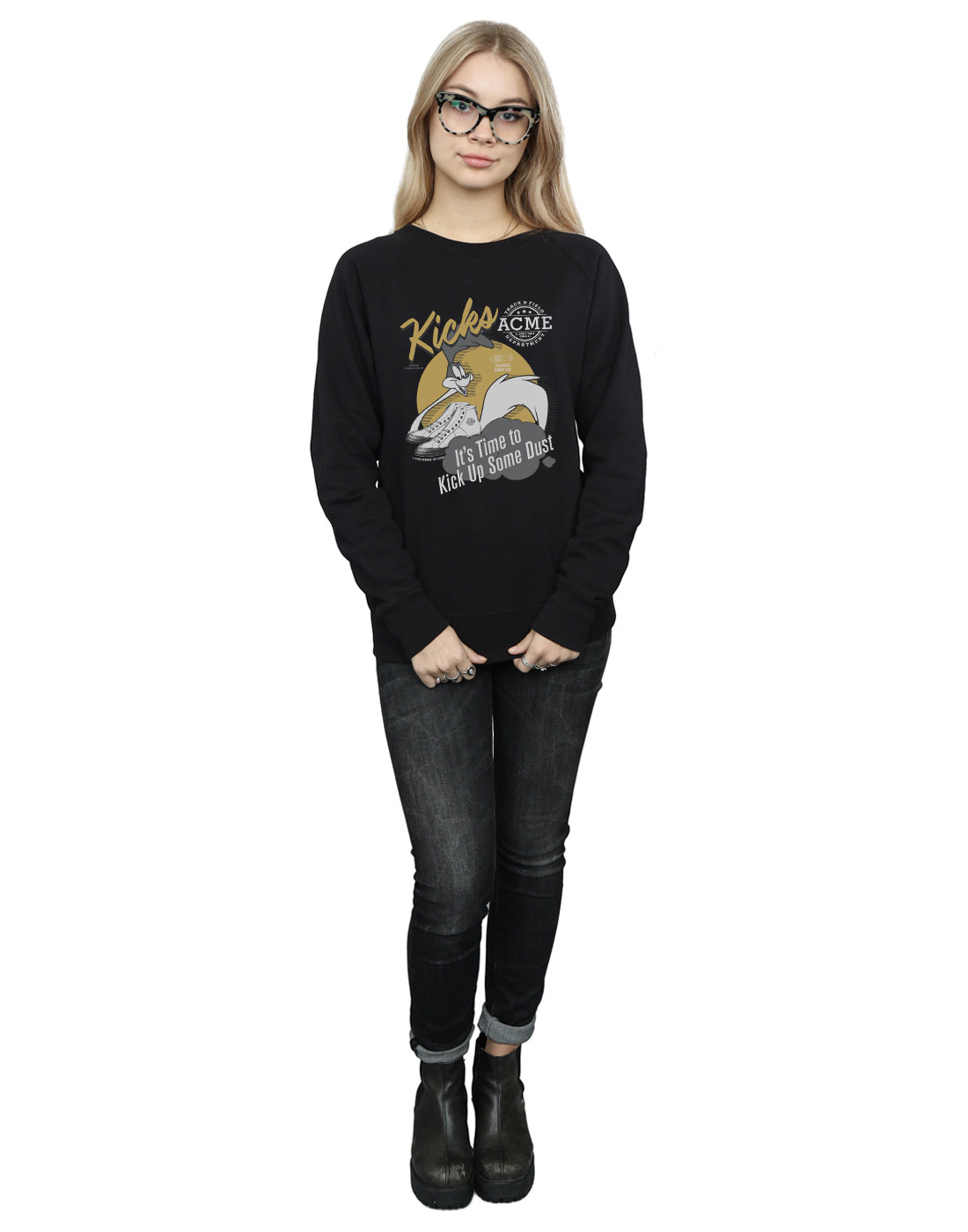 Absolute Cult Looney Tunes Girls Road Runner Road Sign Sweatshirt