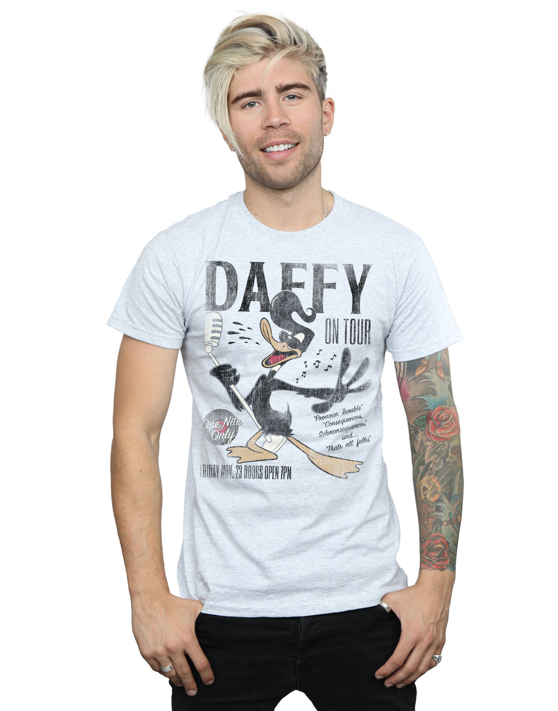 Looney Tunes Uomo Daffy Duck Concert Maglietta - Foto 15 di 18