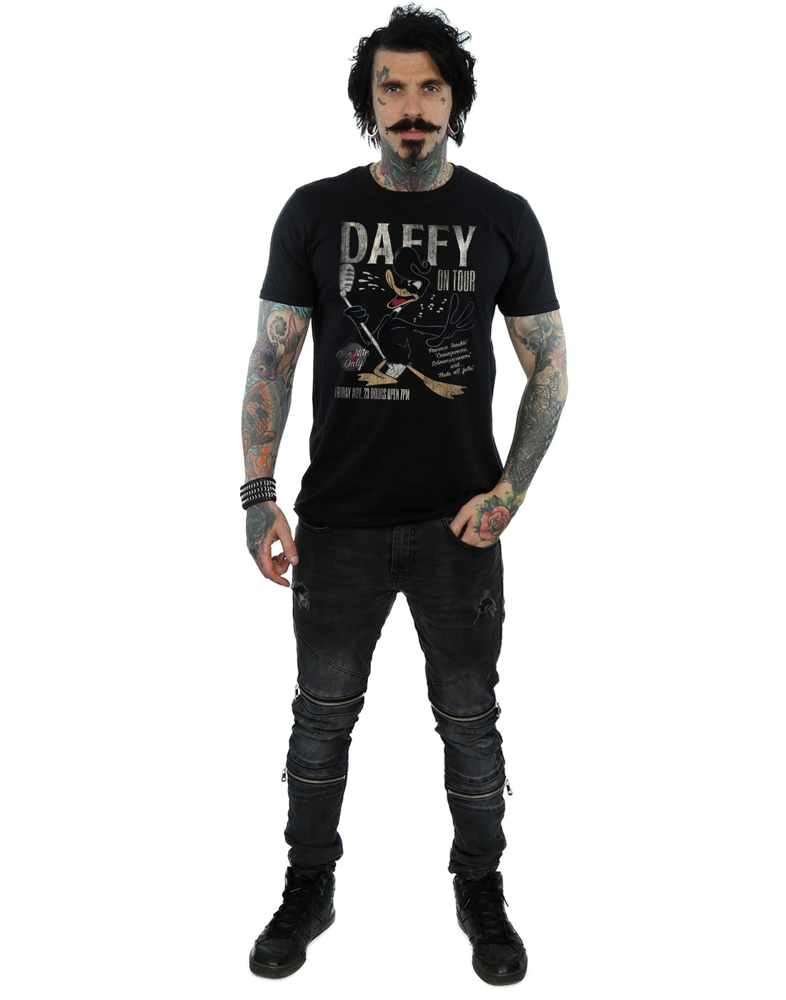 Looney Tunes Uomo Daffy Duck Concert Maglietta - Foto 14 di 18