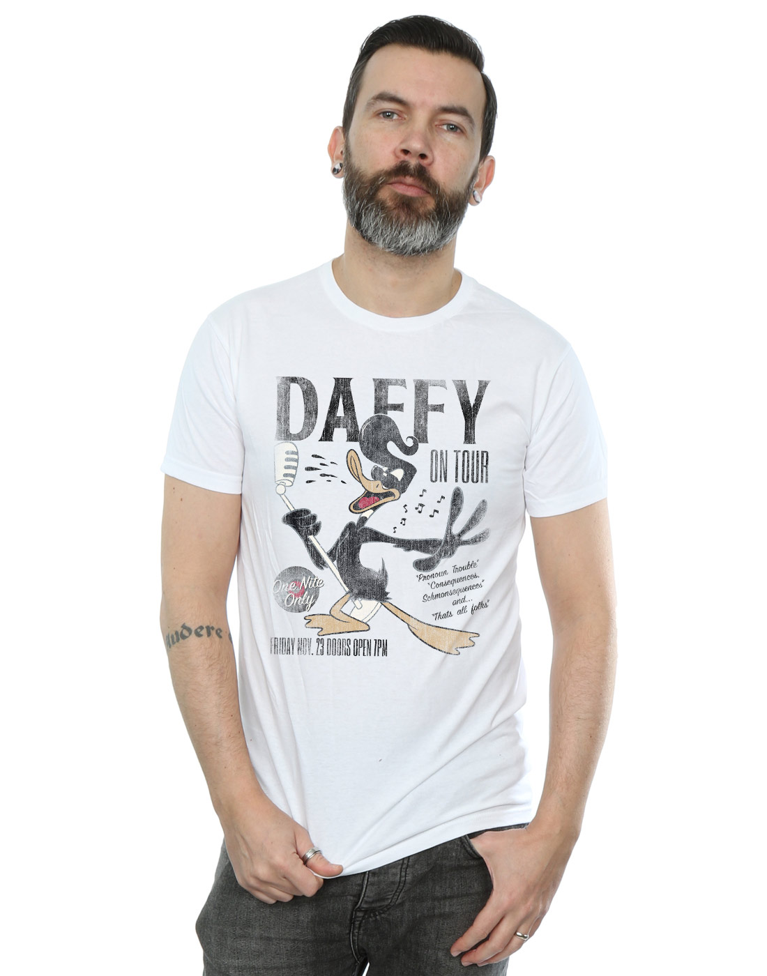 Looney Tunes Uomo Daffy Duck Concert Maglietta - Foto 7 di 18