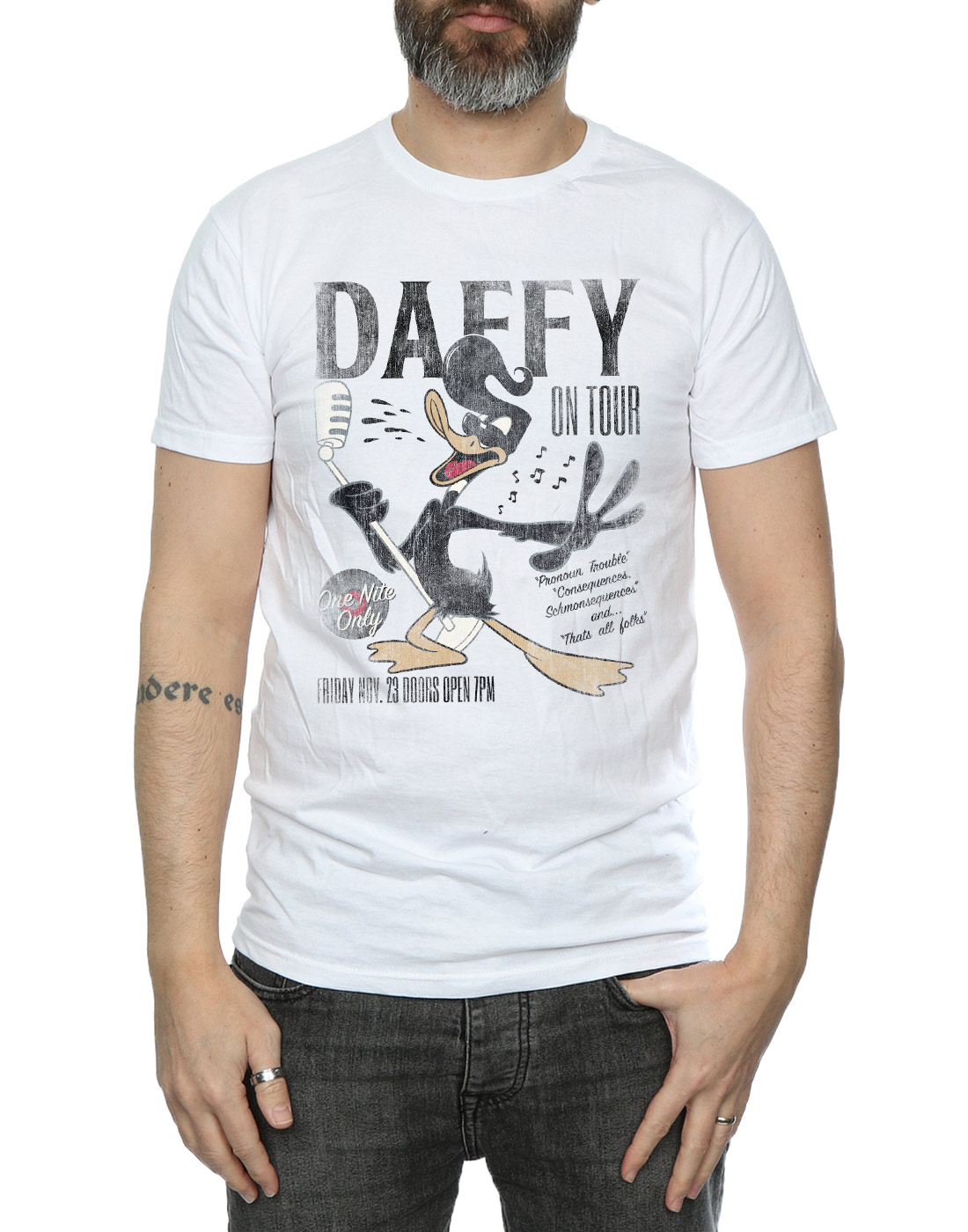 Looney Tunes Uomo Daffy Duck Concert Maglietta - Foto 9 di 18