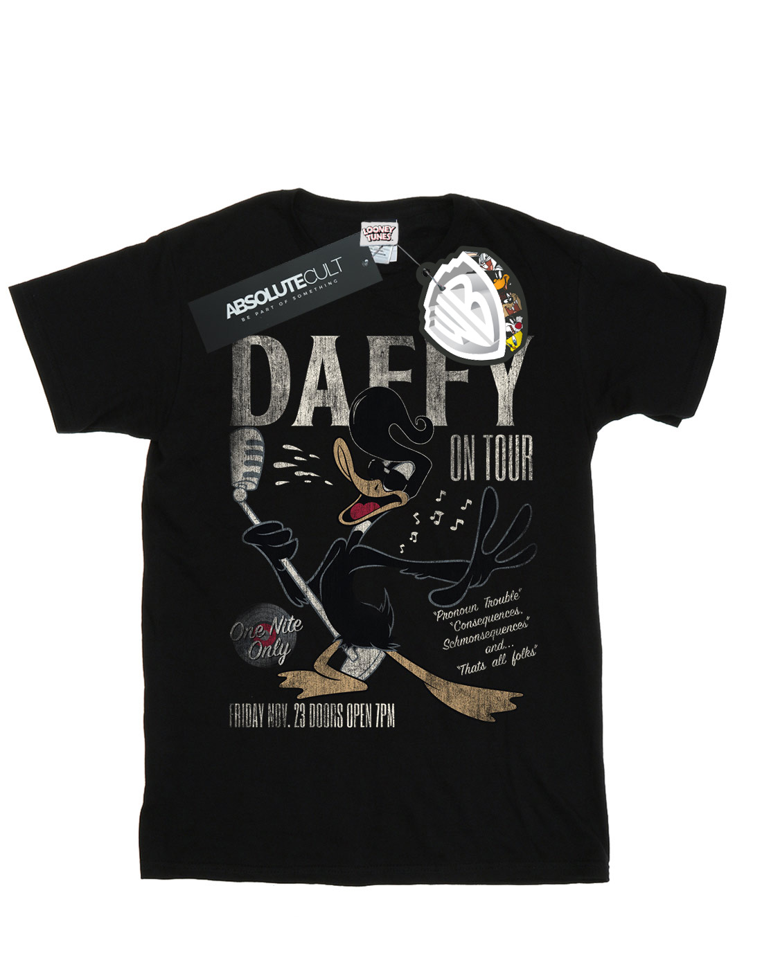Looney Tunes Uomo Daffy Duck Concert Maglietta - Foto 2 di 18