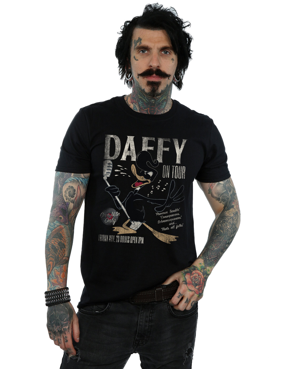 Looney Tunes Uomo Daffy Duck Concert Maglietta - Foto 1 di 18