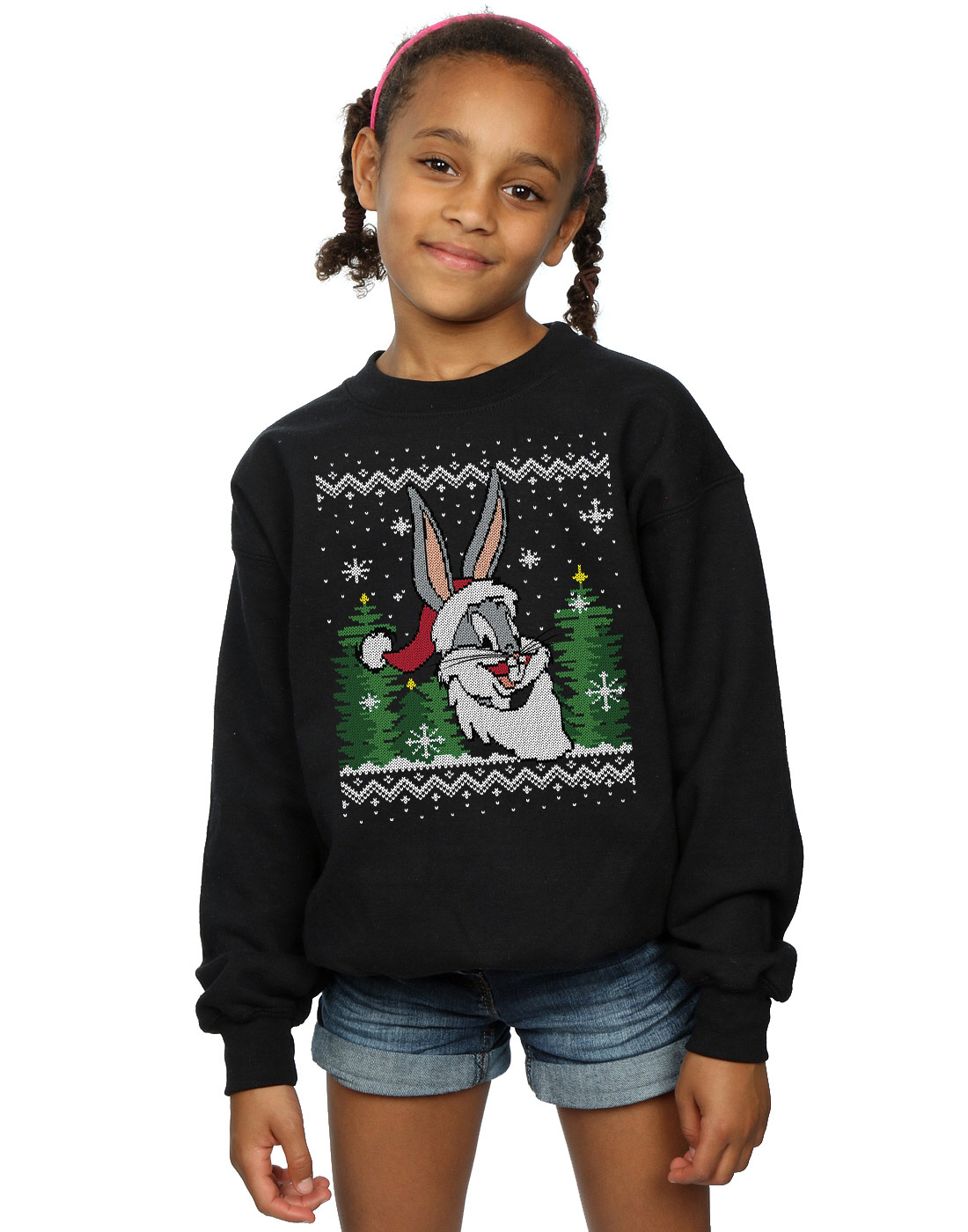 Absolute Cult Looney Tunes Girls Christmas Postcard Sweatshirt