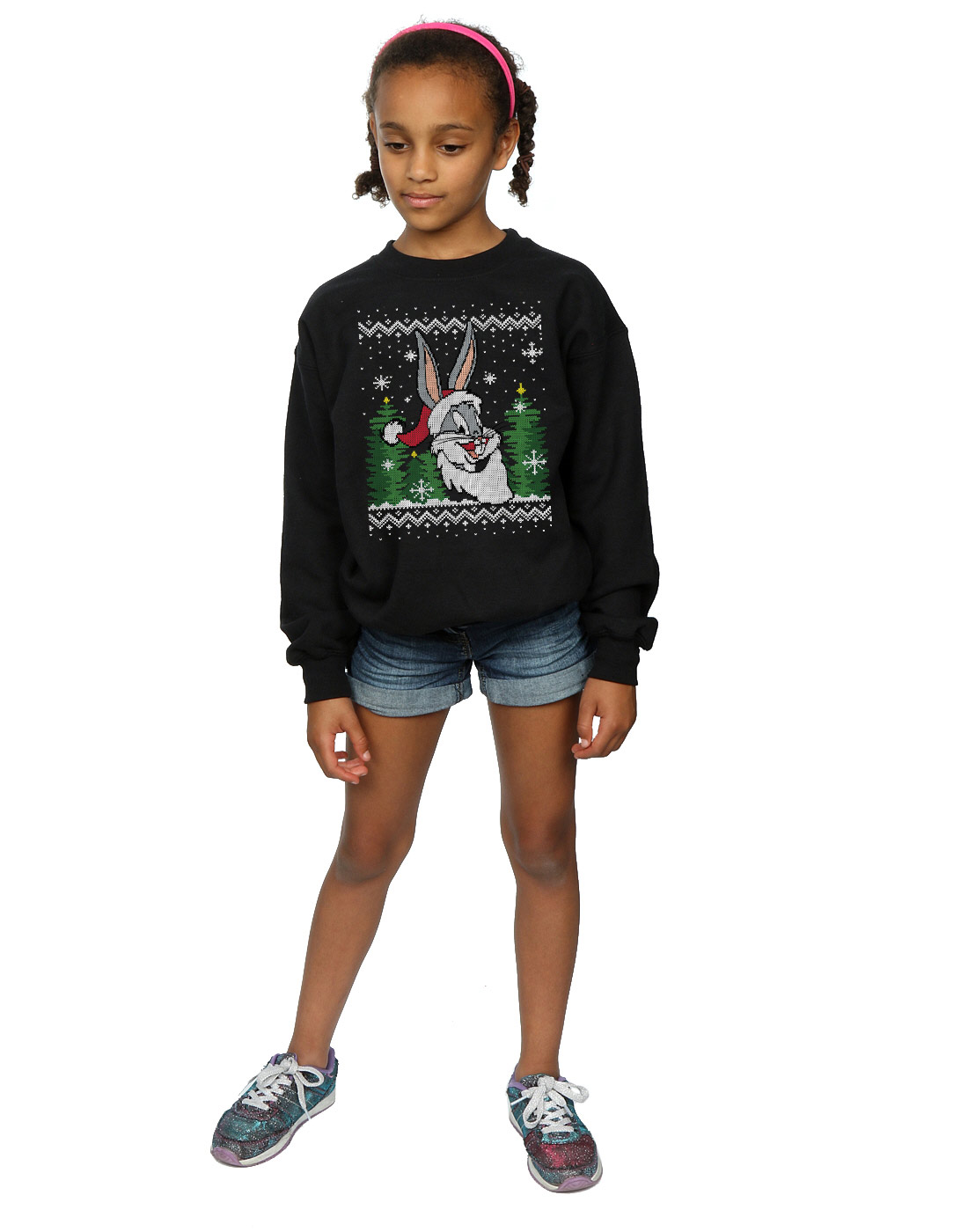 Absolute Cult Looney Tunes Girls Christmas Postcard Sweatshirt