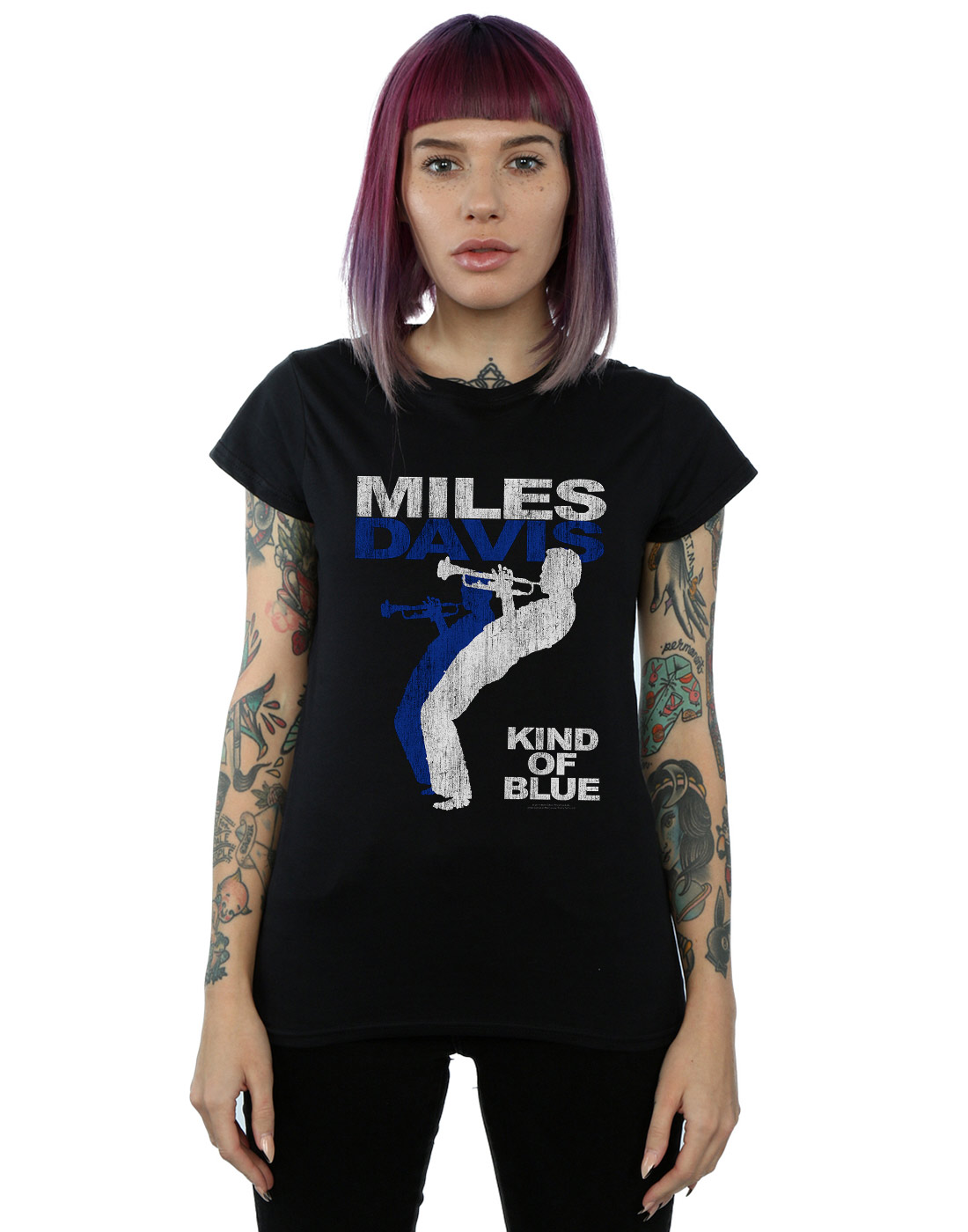 Miles Davis Damen Kind Of Blue Distressed T-Shirt - Bild 4 von 13