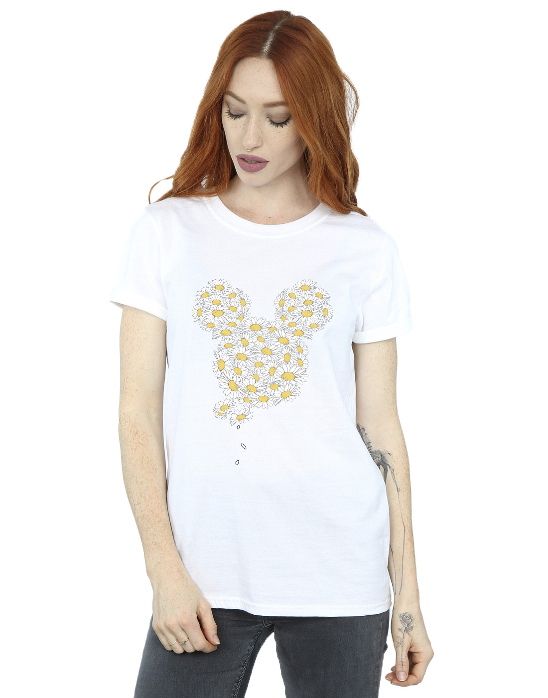 Disney Women's Mickey Mouse Chamomile Head Boyfriend Fit T-Shirt - Picture 14 of 16