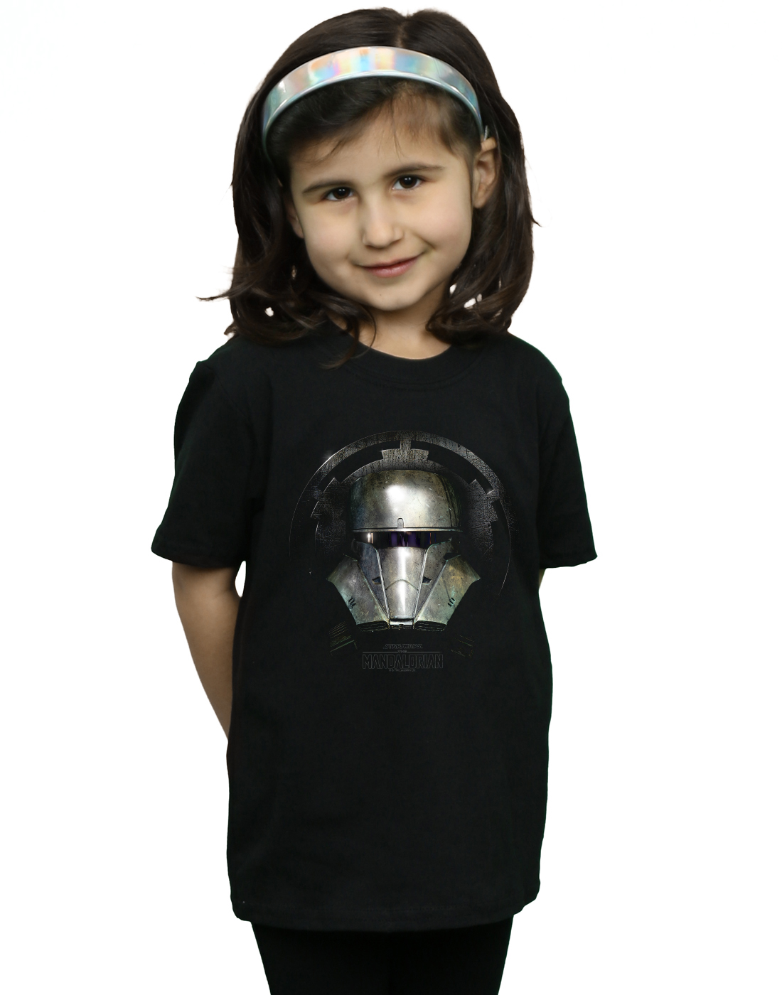 Star Wars Girls The Mandalorian Dark Helmet T-Shirt - Picture 4 of 13