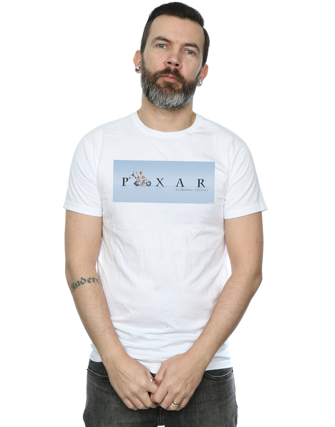 Disney Hombre Toy Story 4 Duke Caboom Pixar Studios Logo Camiseta - Imagen 4 de 7