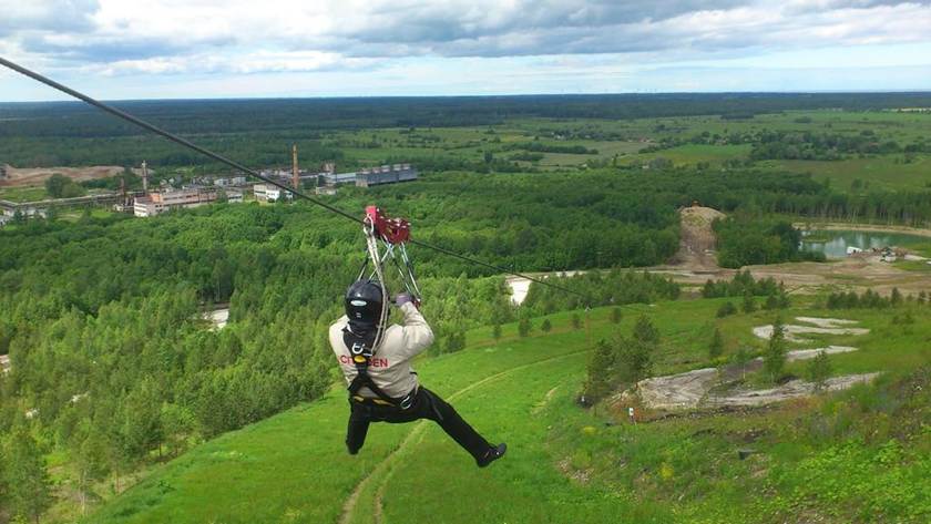 Zip-lining at Kiviõli Adventure Center