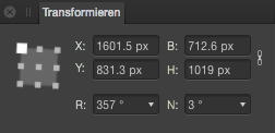 Das Panel "Transformieren"