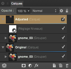 Sous-fenêtre Calques avec application du réglage
