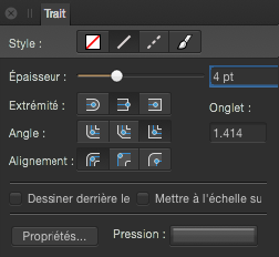 Sous-fenêtre Trait