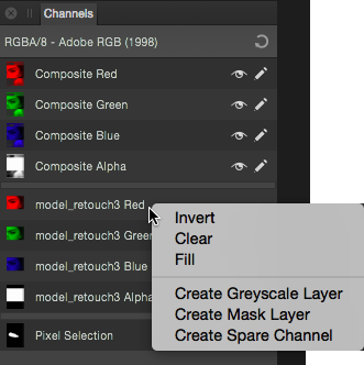 Channels panel