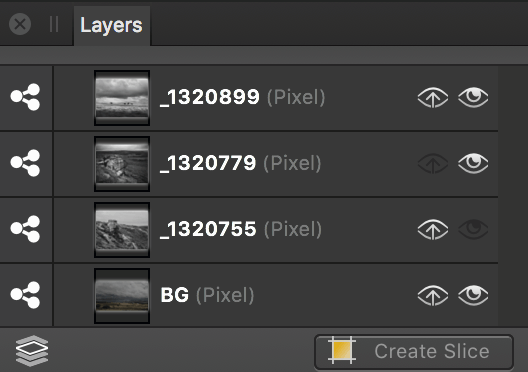 Layers panel (Export Persona)