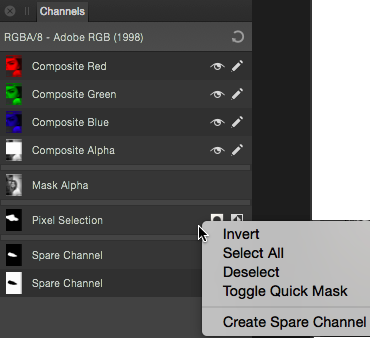 Channels panel