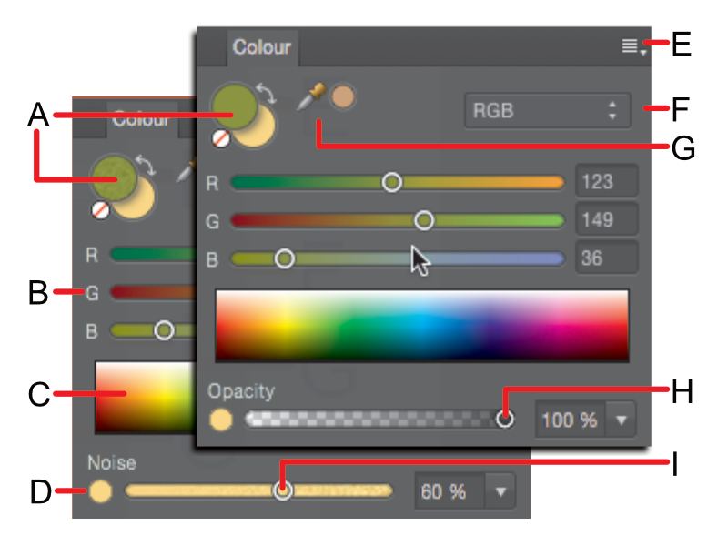 Panneau des couleurs