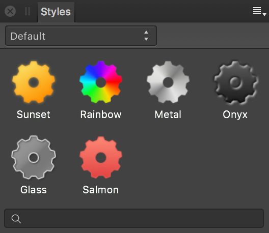 Sous-fenêtre Styles