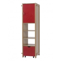 Hoge kasten met deur en legplanken