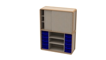 Kast 640 met schuifdeuren, legplanken en laden