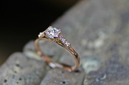 SERENE DIAMOND ROSE GOLD RING MICRO SET SHOULDERS