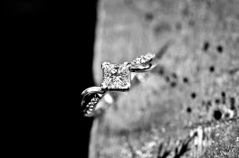 Compass Point Princess cut Diamond &diamond Set Shoulders