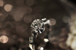 Partial Rub-over Set Diamond Ring with V Cut window