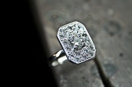 Art Deco Style Pave Diamond Set 18ct White Gold Ring