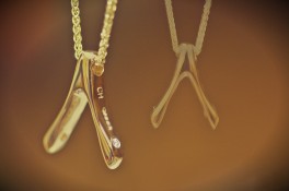 Gold & Diamond Wishbone Pendant