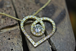 Diamond Encrusted Heart Pendant 18ct Gold