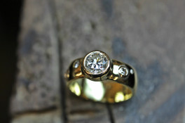 Heavy Rubover Set Diamond Gold Ring