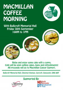 Macmillan Coffee Morning at Bullcroft Memorial Hall