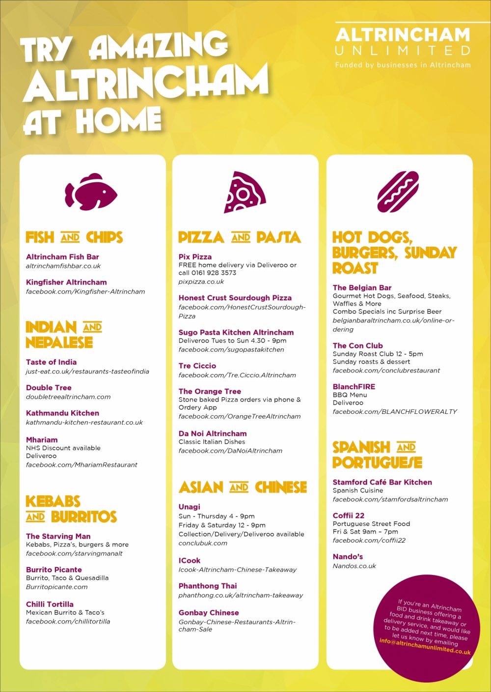 What's On Guides - Takeaway, Retail and Online