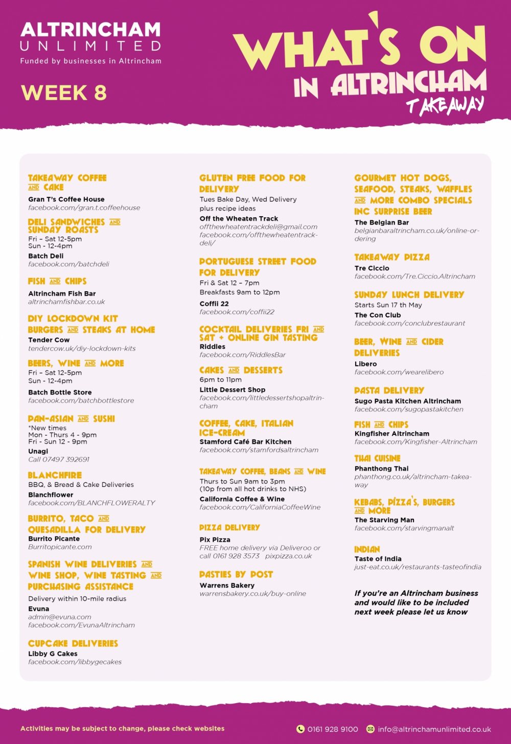What's On Guides - Takeaway, Retail and Online